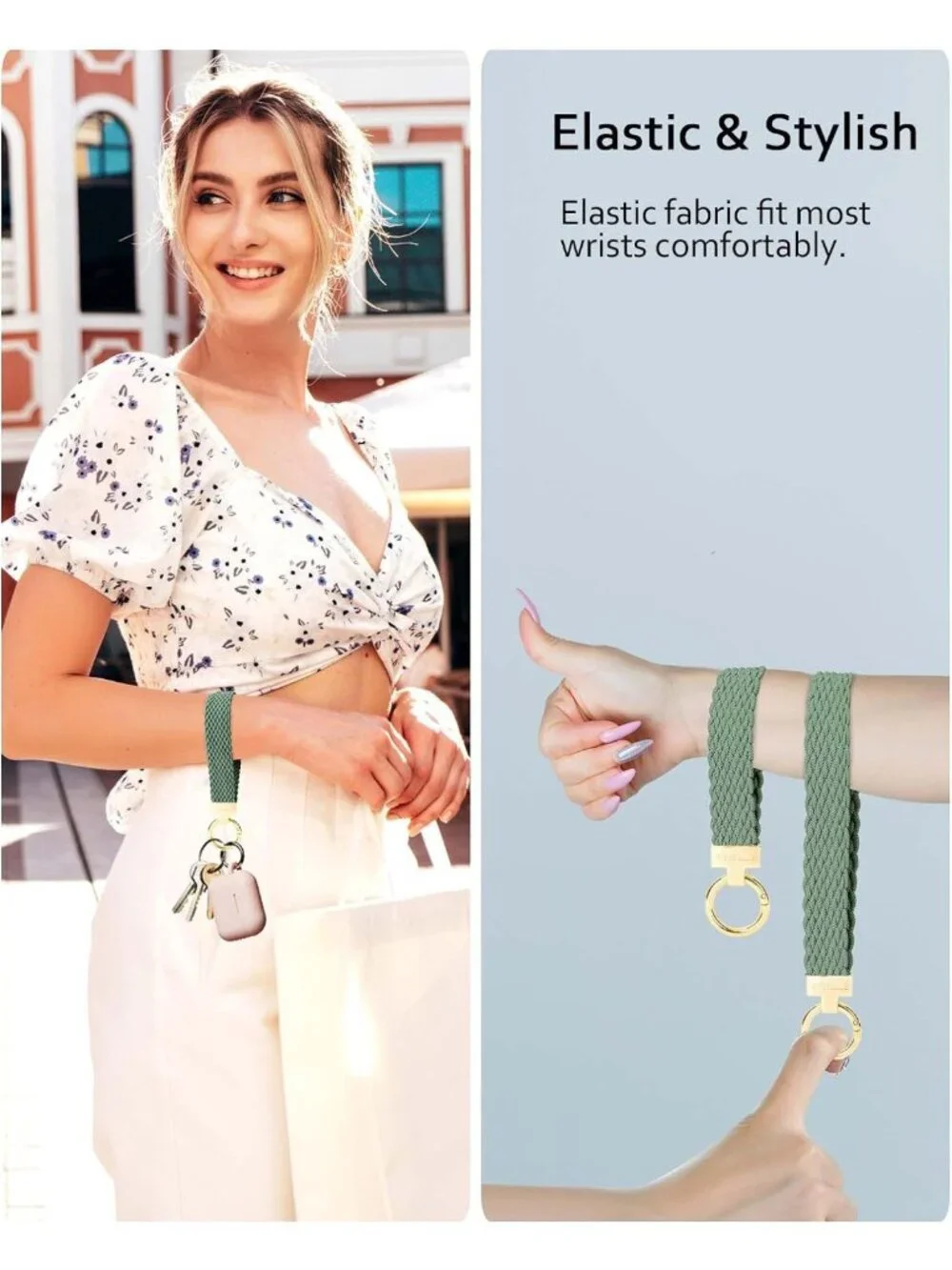 Stretchy Keychain Wristlet for Car Keys, Versatile Key Ring Holder Accessory